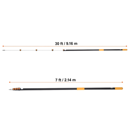 30ft - 5 section Extendable Alloy Pole with an adjustable Ferret camera mount